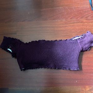 pink off the shoulder swimsuit